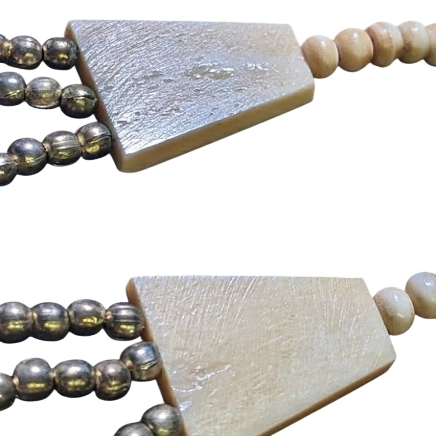 Vintage Multi-Strand Cream Tone Bone/Resin Tribal Statement Necklace