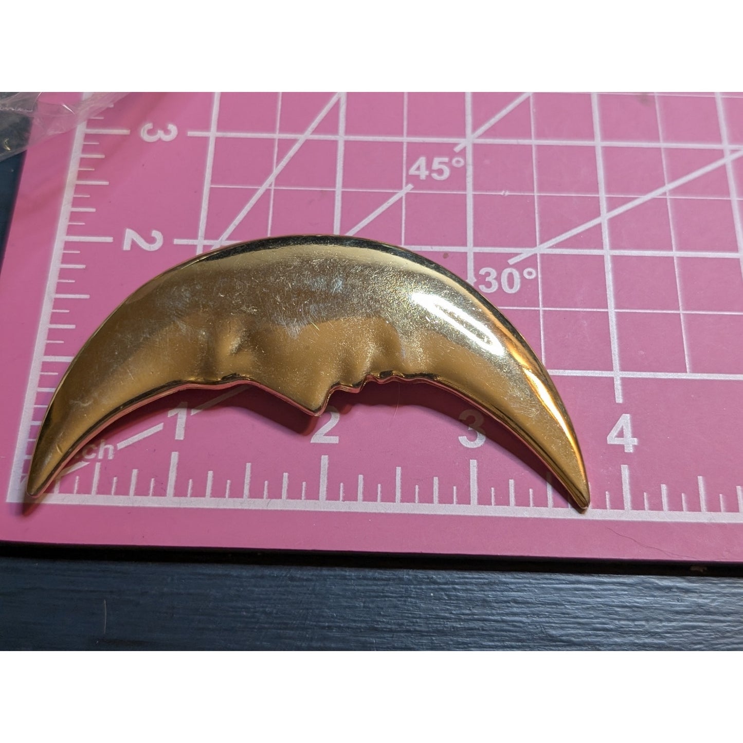 Vintage 80's Large Crescent Moon W/ Face & Squiggly M. Jent Gold Tone Brooches