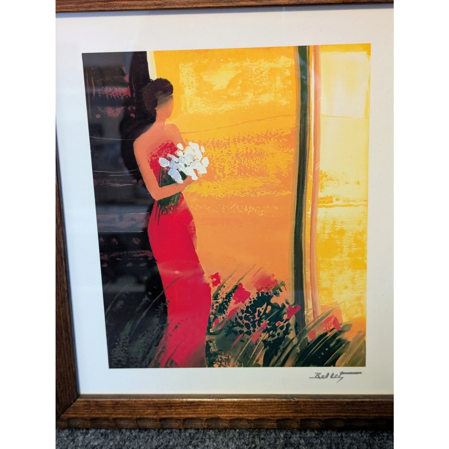 "Pleine Floraison" Emile Bellet 2002 Seriolithograph Wood Framed Under Glass