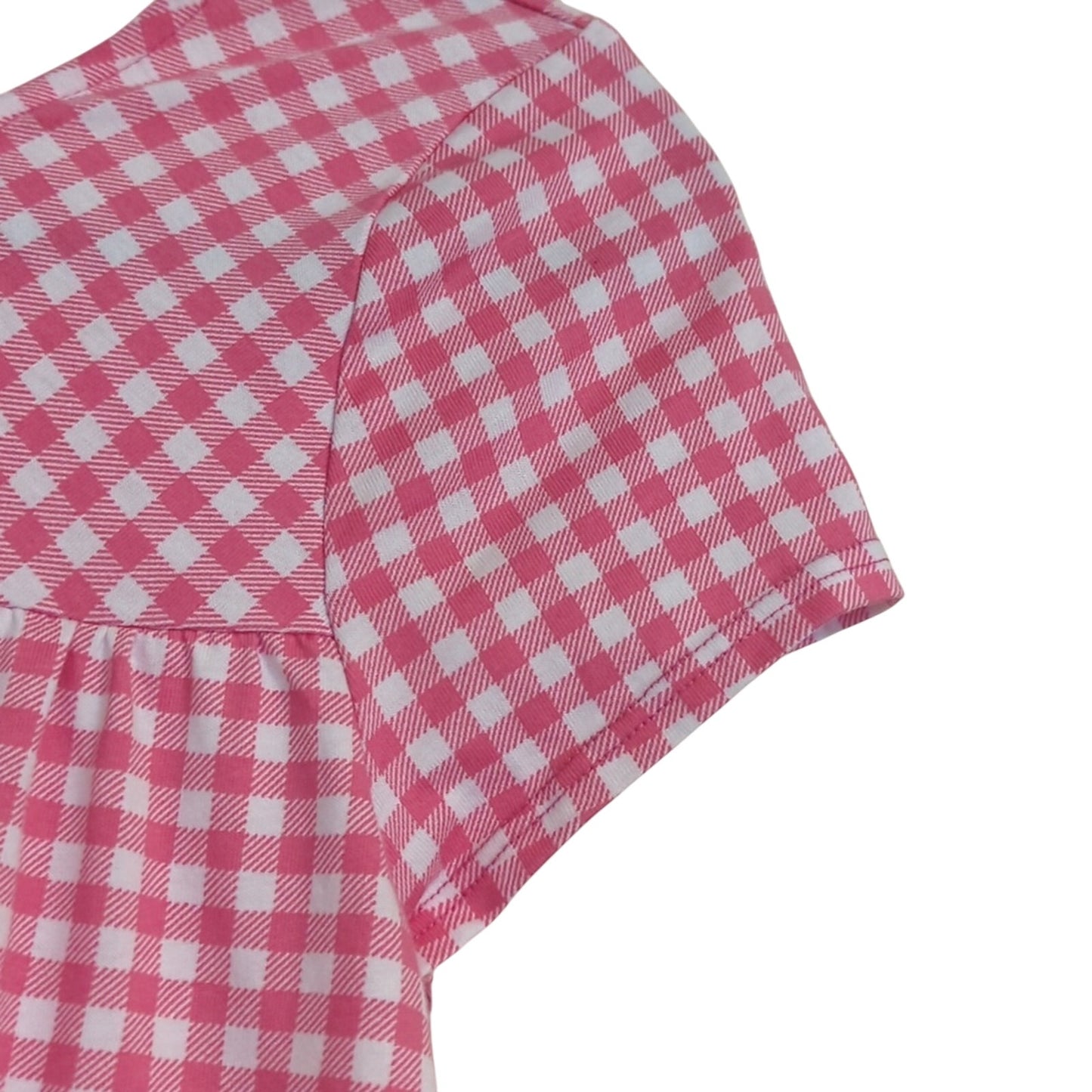 Lands' End Pink Gingham Checked Girls' Size Large (14) Smock Tunic 100% Cotton