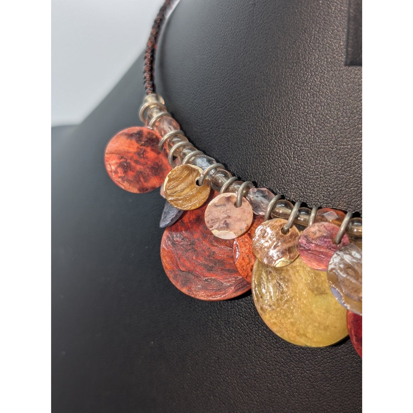 Vintage Shell Dangle Wire Beaded Adjustable Choker Necklace