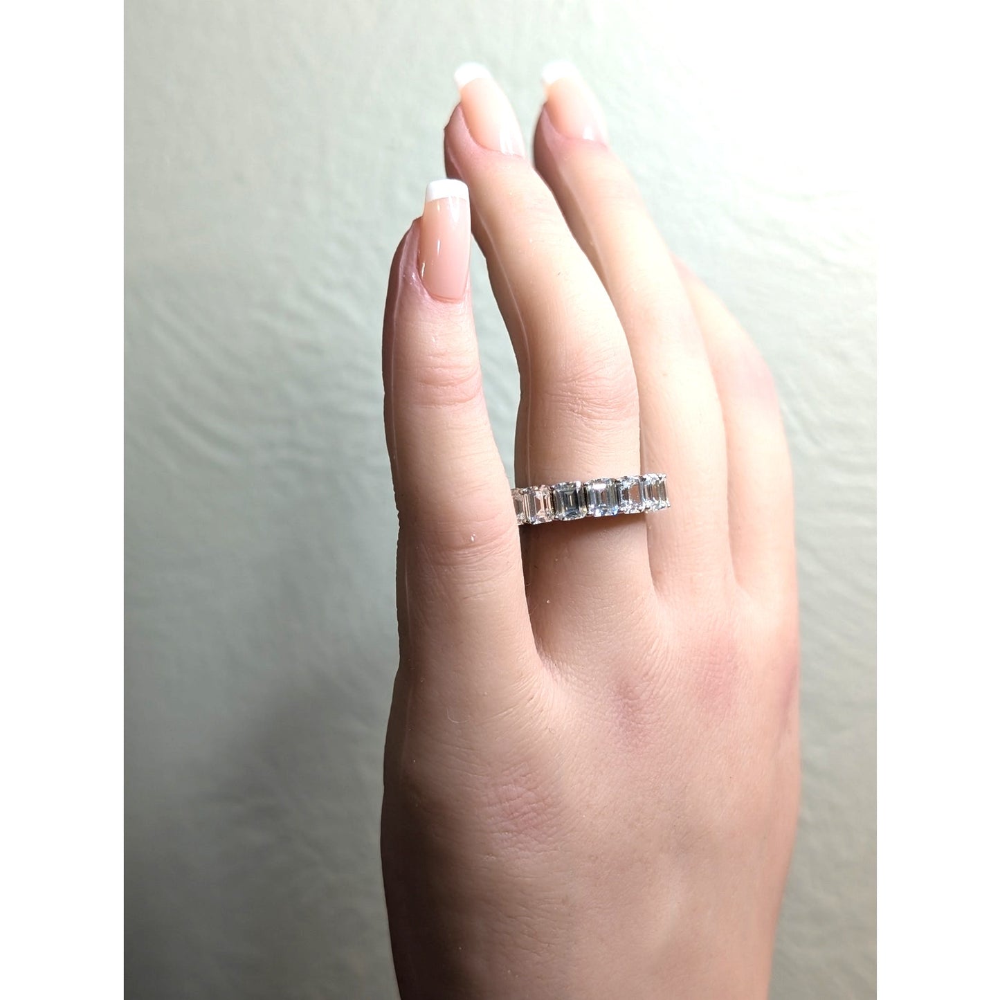 AB S925 Sterling Silver High Sparkle Baguette Full Circle CZ Ring Size 6.5