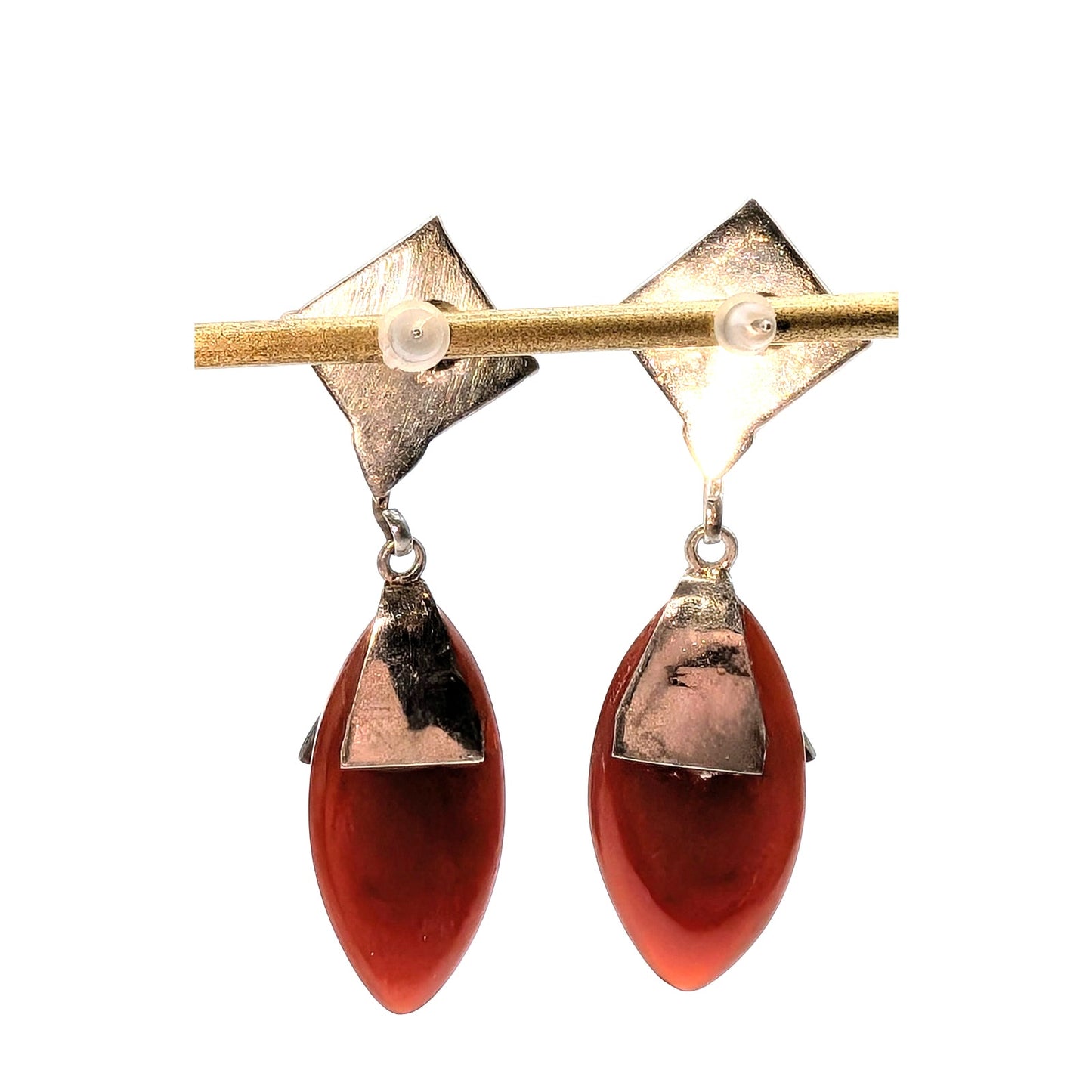 VTG Marquis & Square Cut Carnelian & Garnet 925 Sterling Silver Dangle Earrings