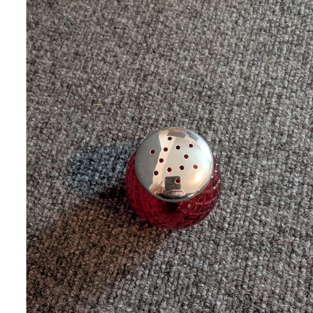 Vintage Avon Red Glass  1.5 Oz Charisma Powder Sachet Shaker Bottle