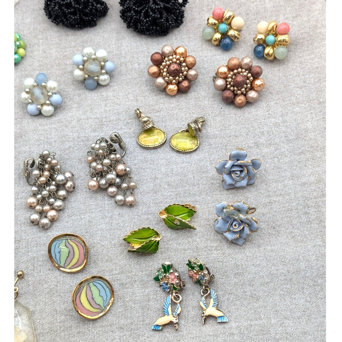 Lot of 27 Pair Vintage Clip On Screw Back Many 'Japan' Earrings