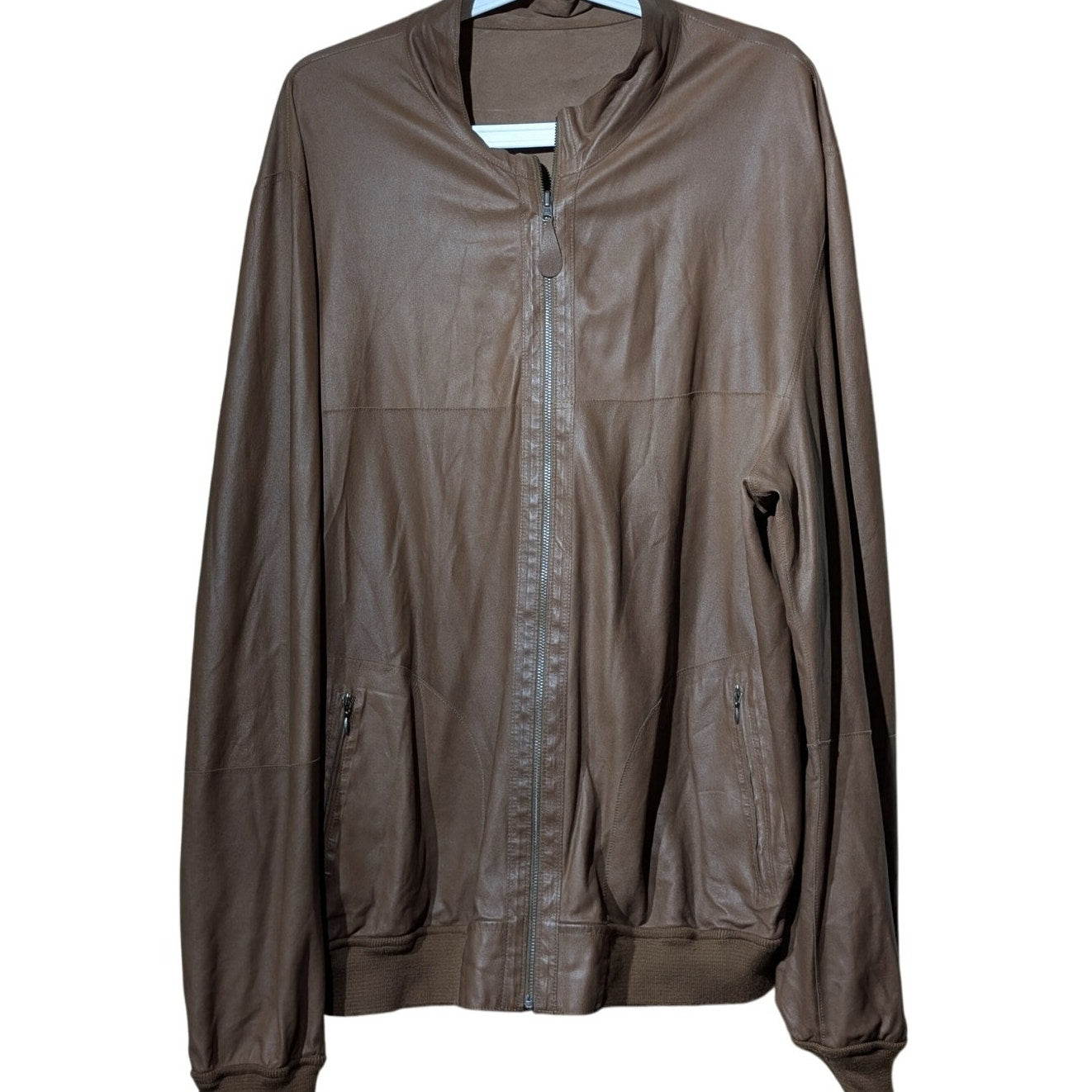 Made in Turkey Reversible Faux Suede Faux Leather Lightweight Bomber Jacket 3XL