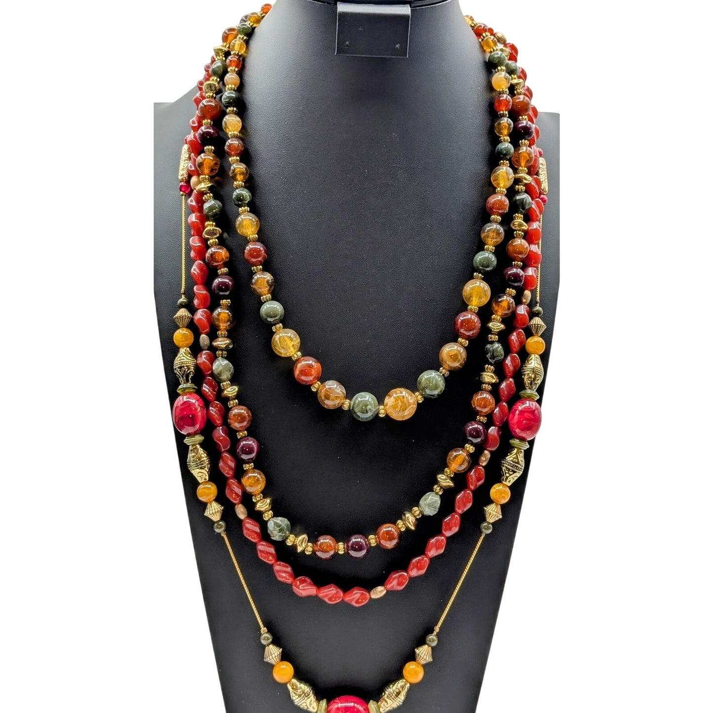 Mixed Lot of Fall Colors Gold Tone Six Layered Necklaces