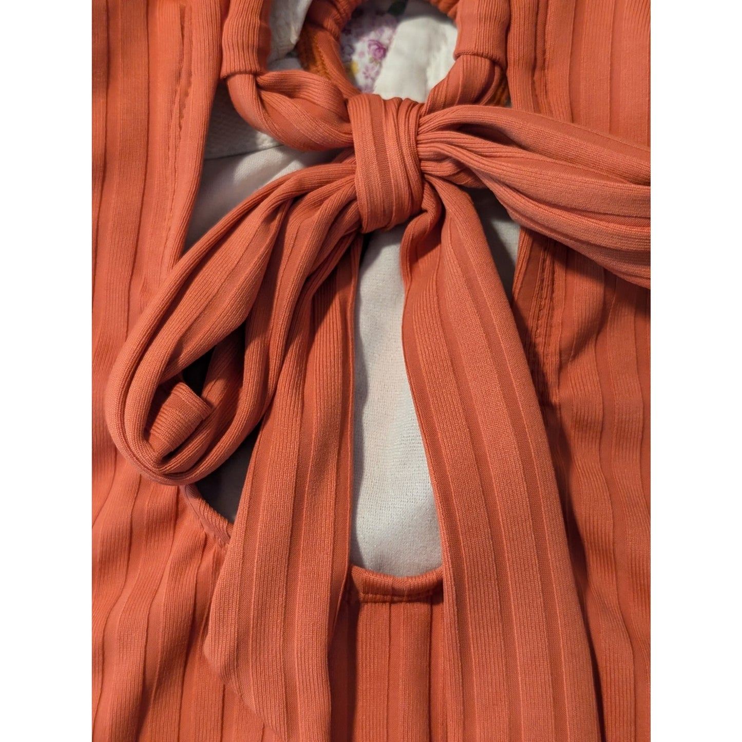 NWT Kona Sol Medium Coverage One Piece Rust Color Ribbed Bathing Suit Sz S