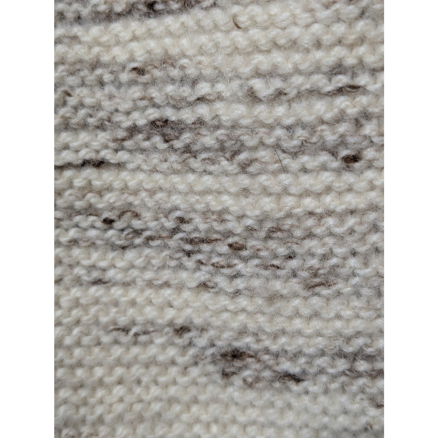 Vintage Hand Knit Cream Marled Swiss Ribbon Accents Button Cardigan Sz S/M