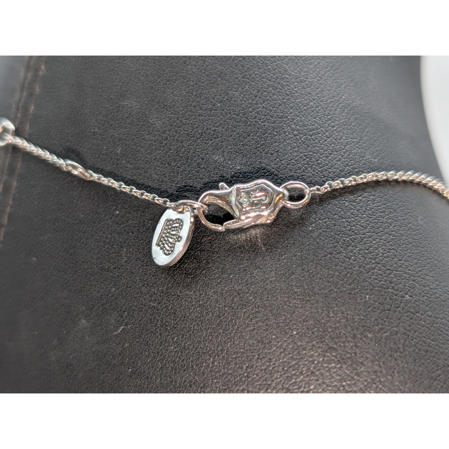 Juicy Couture Crystal Feather Heart Charm Silver Tone 16"-19" Necklace