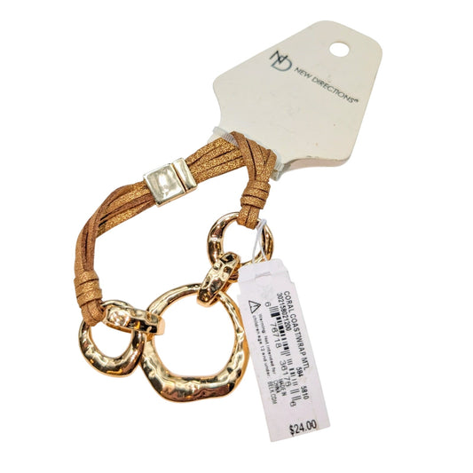 New Directions Coral Coast/Wrap Gold Tone Sparkle Leather NWT Bracelet