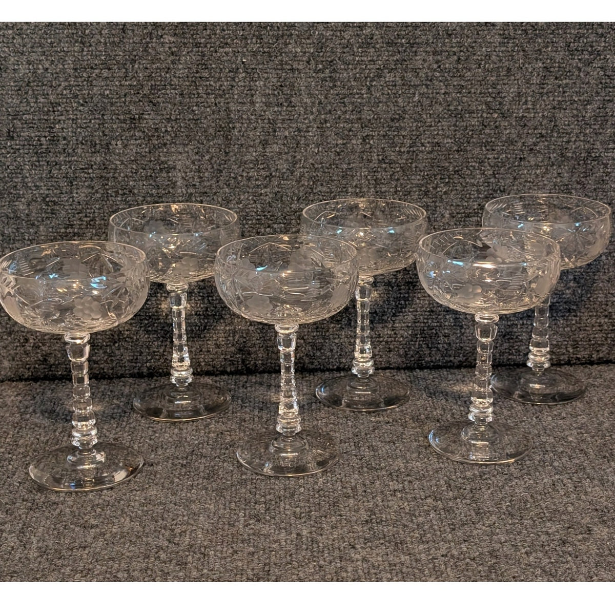 Vintage Libbey Rock Sharpe Villars Pattern Champagne Coupe Glass Set of 6