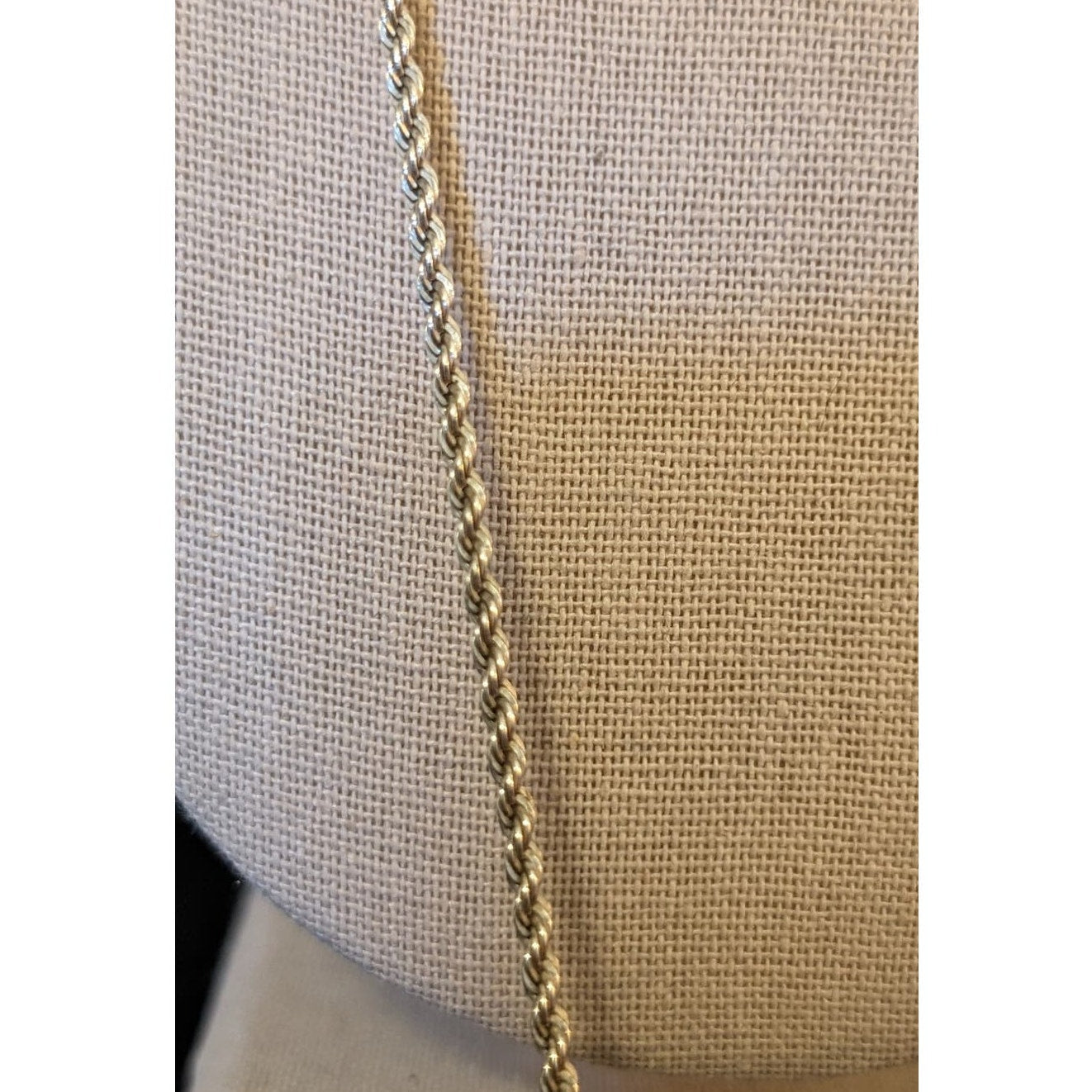 Blue Stone Bezel Set in Sterling Silver on Vintage Heavy Sterling Rope Chain