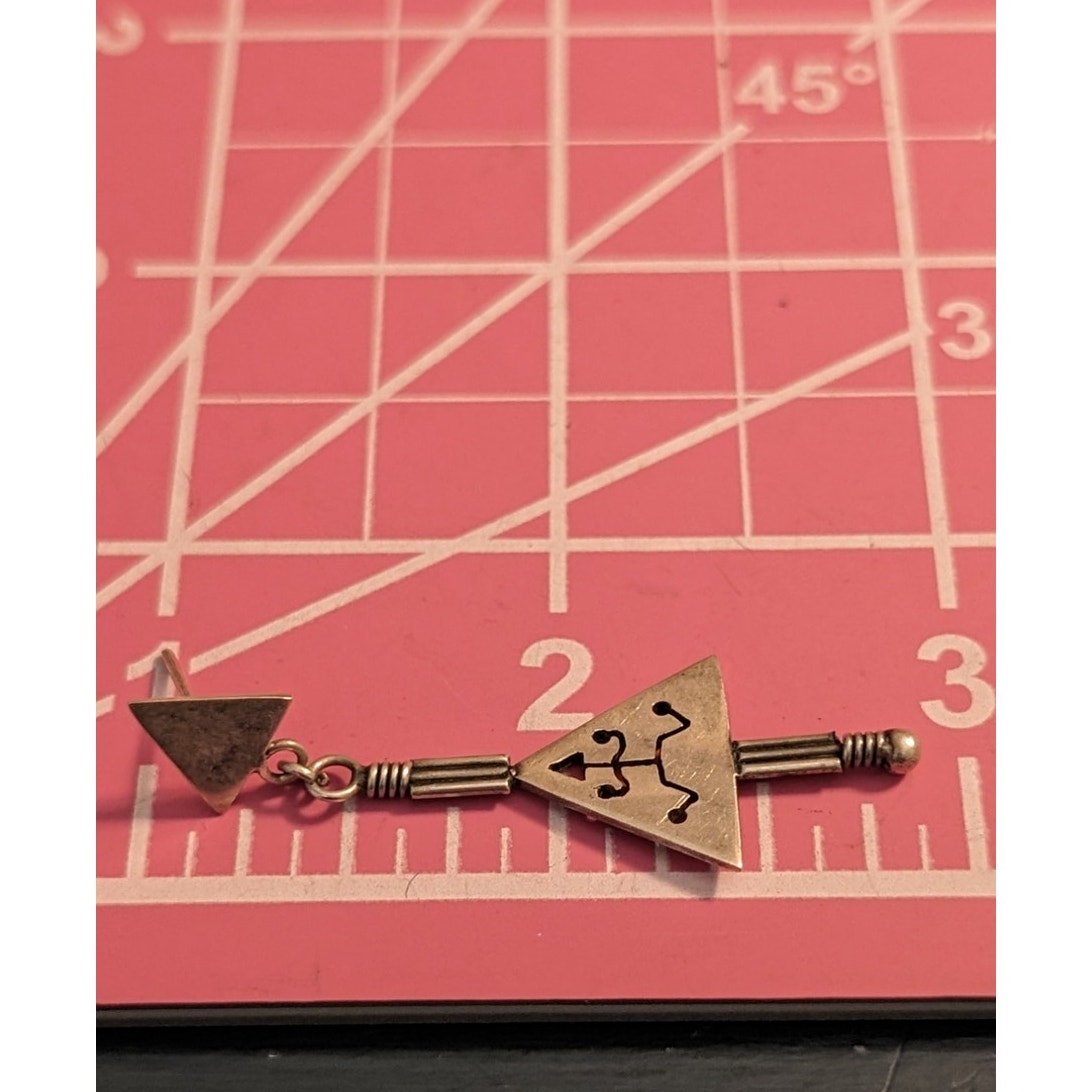 925 Sterling Silver Tribal Triangle Cut Out Dangle Earrings