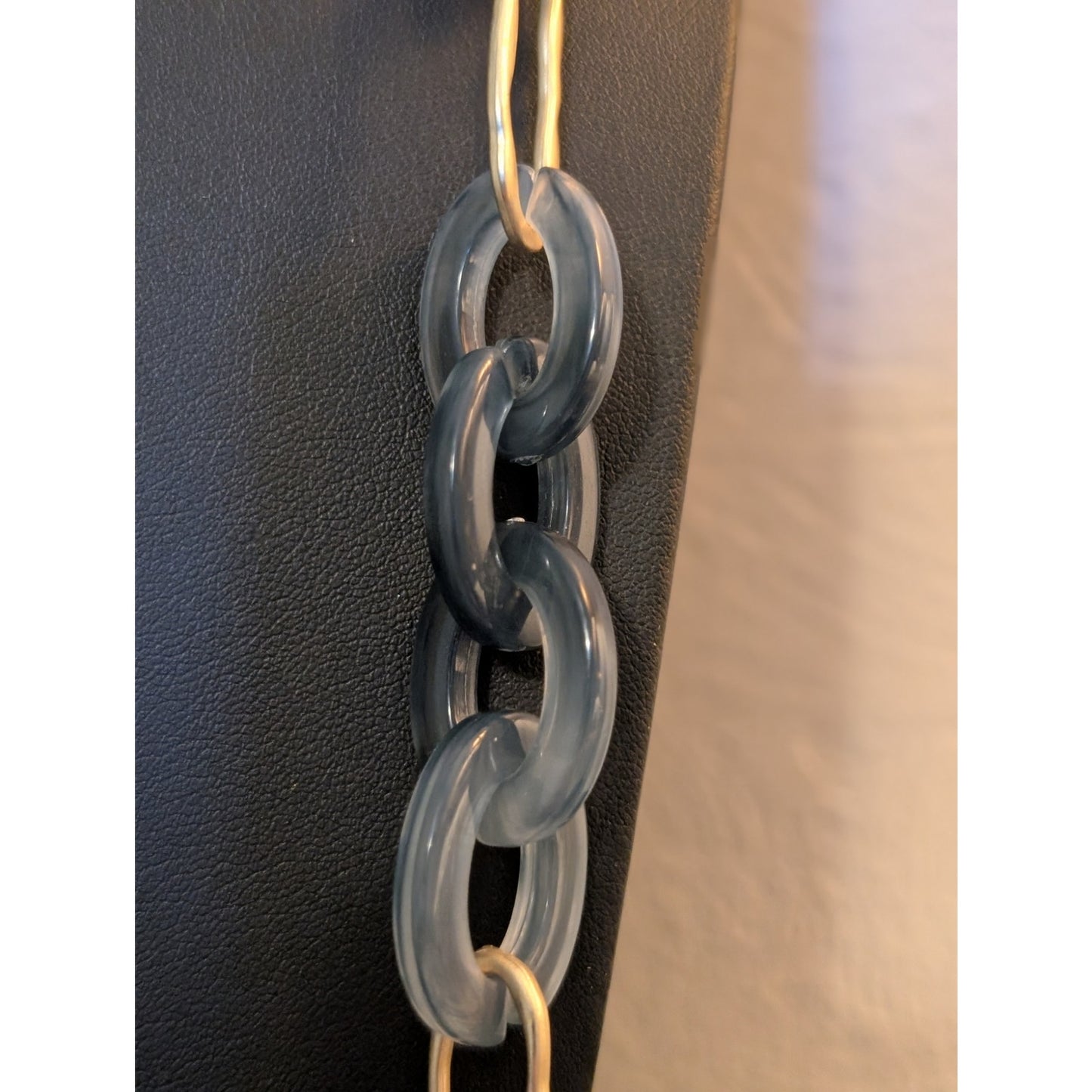 Blue Gray Ombre Gold Tone Chain Link 38"-41" Necklace