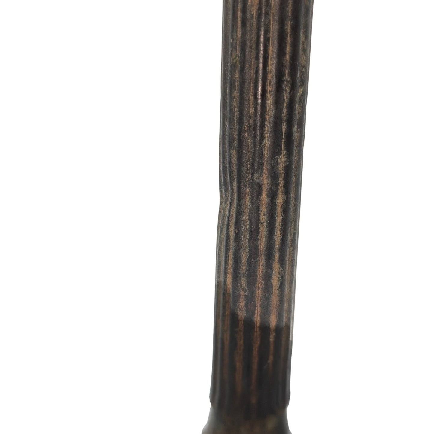 Aged Distressed Patina Pair of Metal Candlestick Holders (Candles Not Included)