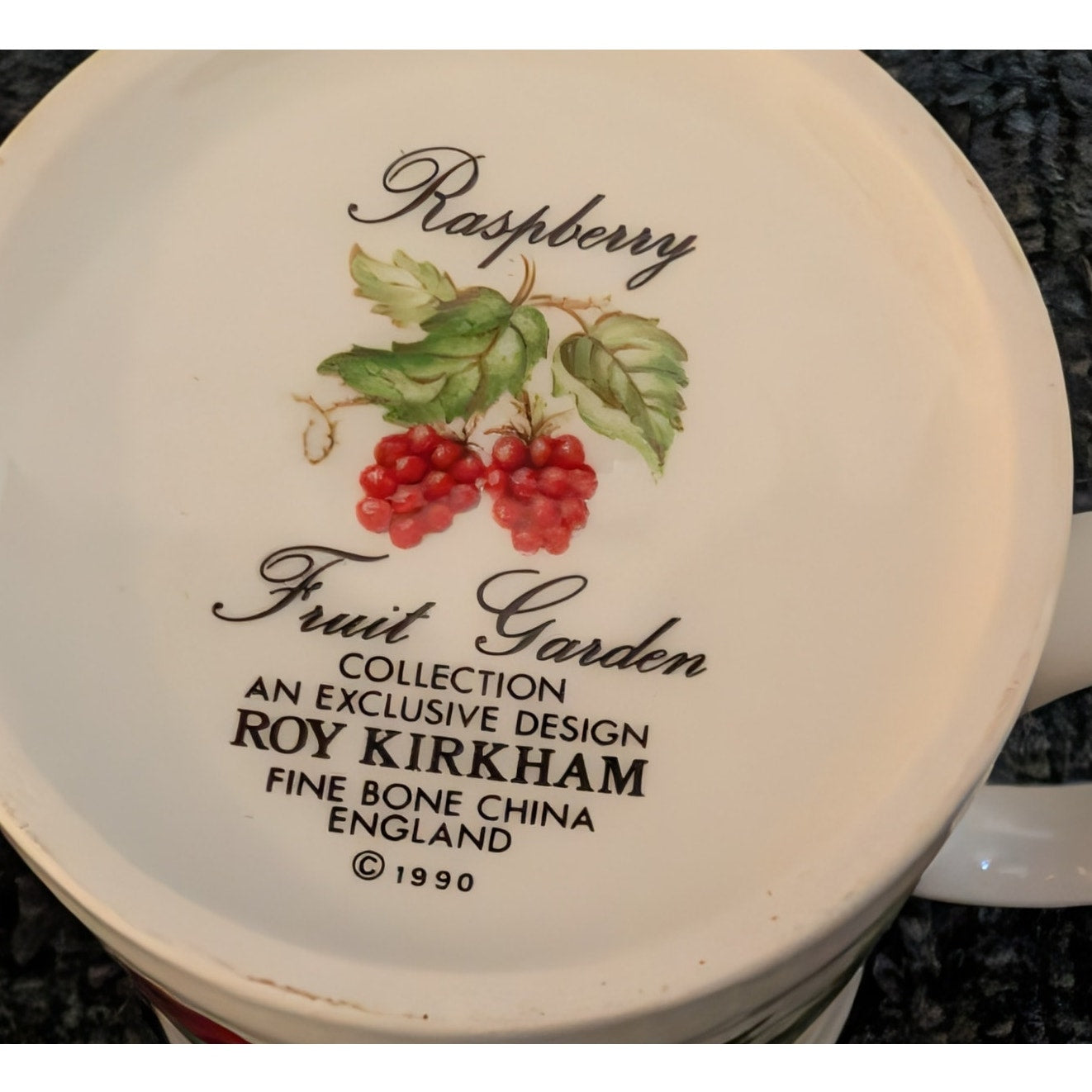 Pair of Roy Kirkham 1990 Raspberry Fruit Garden Fine Bone China England Tea Cups