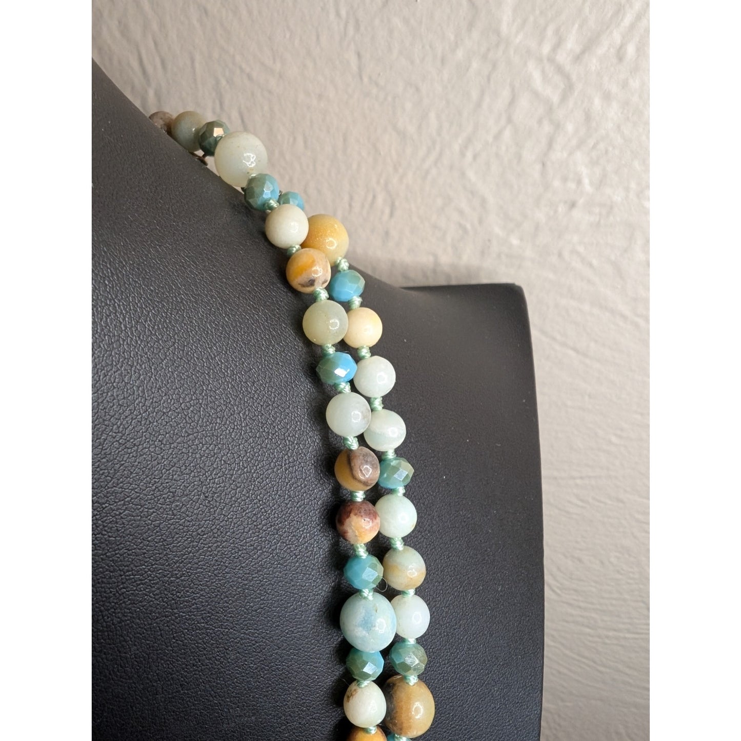 Jasper Glass Agate Quartz Multi Stone Opera 48" Hand Knotted Necklace