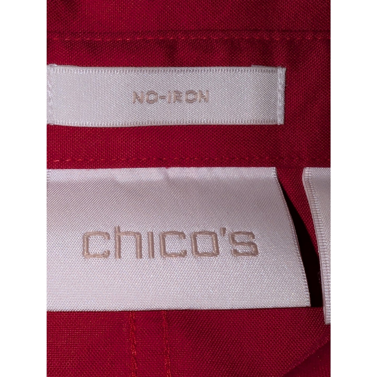Chico's No-Iron Deep Pink Button Front Curved Hem 100% Cotton Shirt Size S/4