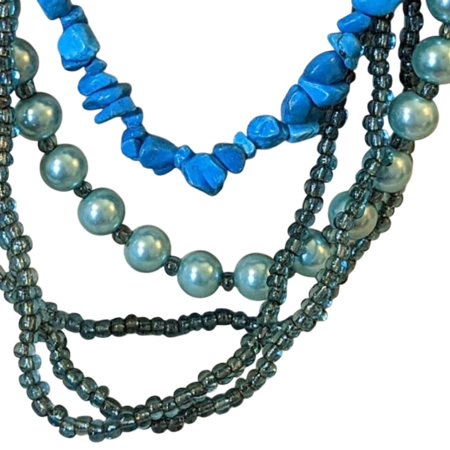 Blue Beaded Multi-Strand Necklace