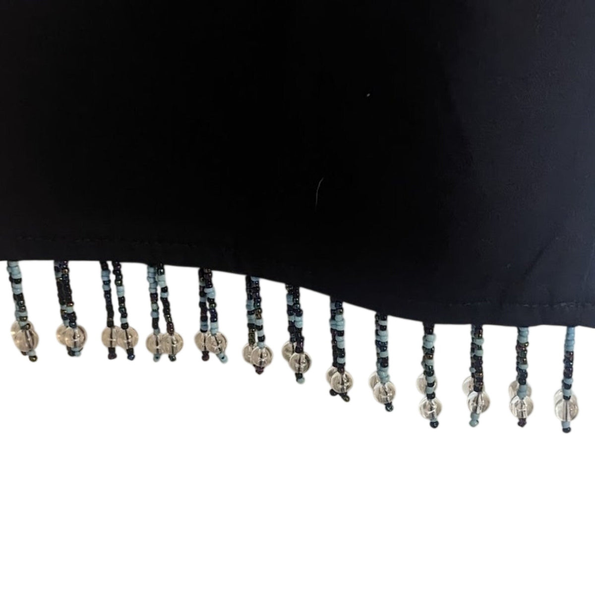 Vintage Studio Black Beaded Fringe Cotton Stretch Capri Pant Women's Sz 16.