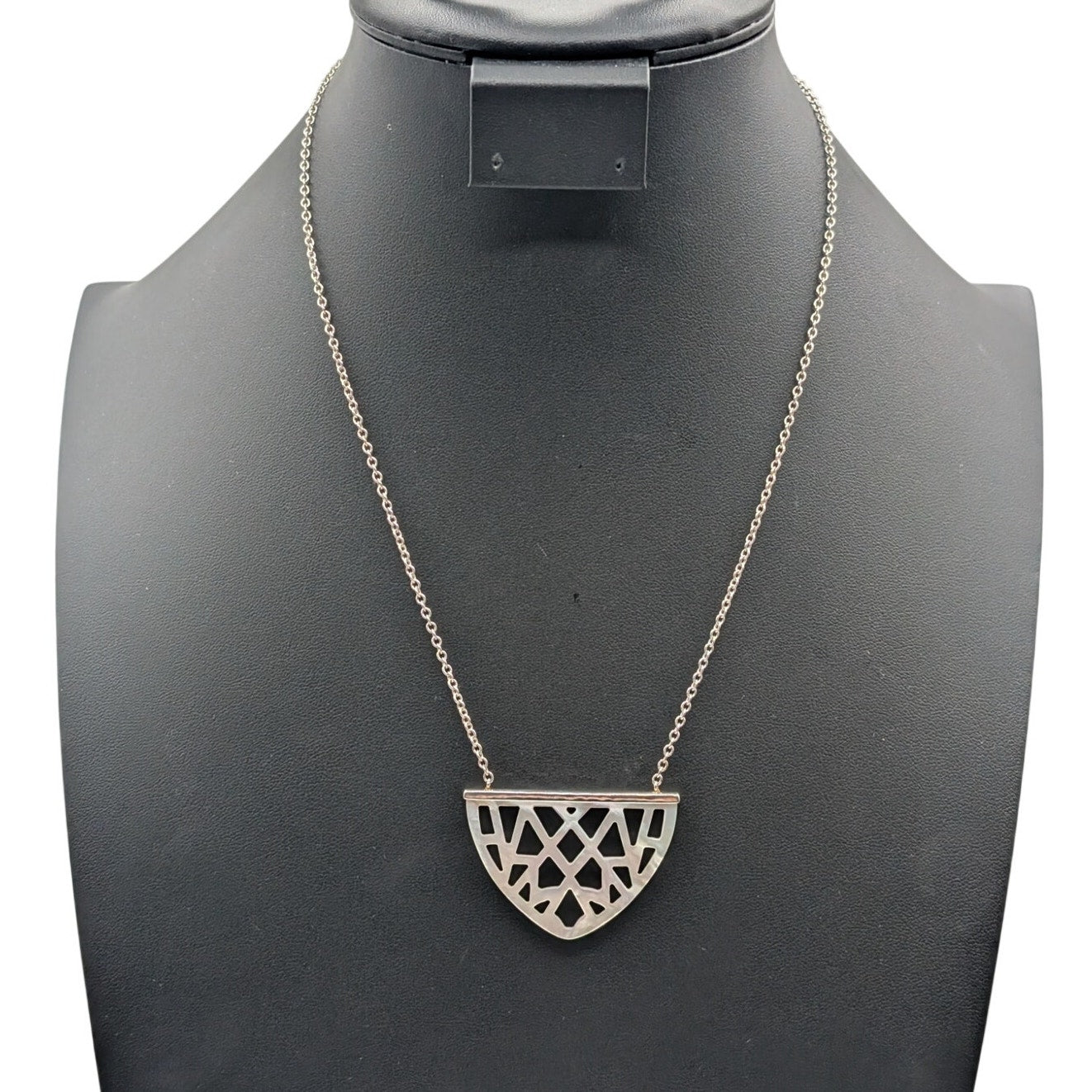 SILPADA Gleamcatcher 925 Sterling Silver Hand Carved Mother of Pearl Necklace