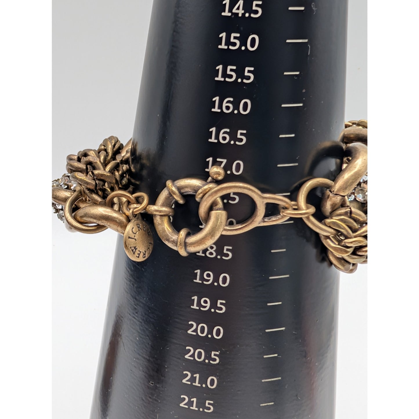 J.Crew Brass Plated Chunky Twisted Chain Link Clear Rhinestone Bracelet