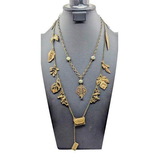 Jet'aime VTG Brass Necklace & Made to Look Antique Filigree Pendant Necklace Lot