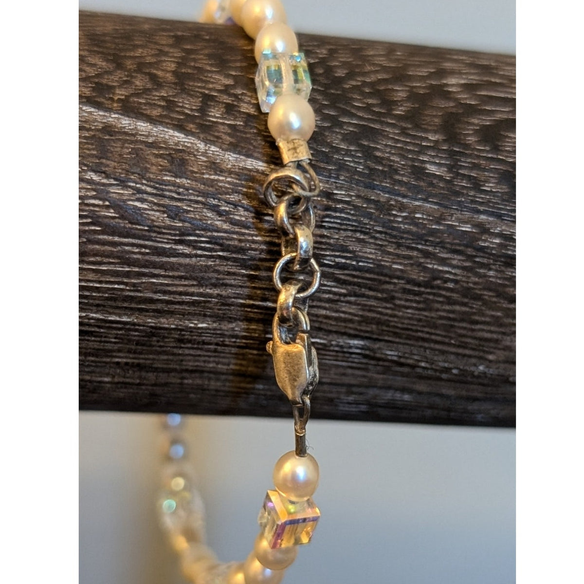 Freshwater Pearl Square Crystal 925 Sterling Silver Bracelet