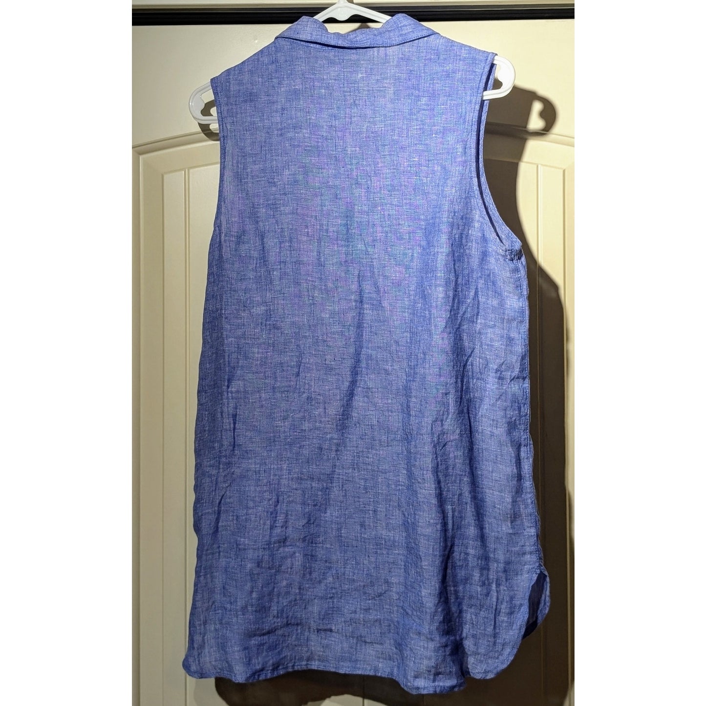 NWT JNY Jones New York 100% Linen Sleeveless Pocket Button Front Blouse Sz S