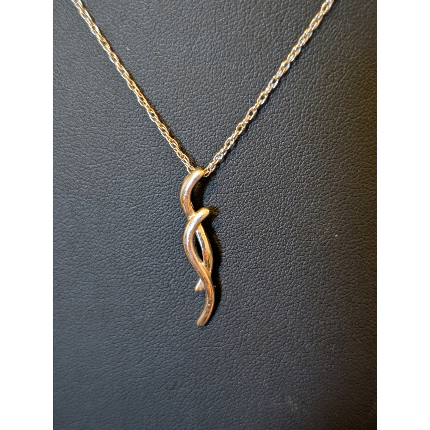 18" Sterling Silver Two Woven Strands Pendant Necklace