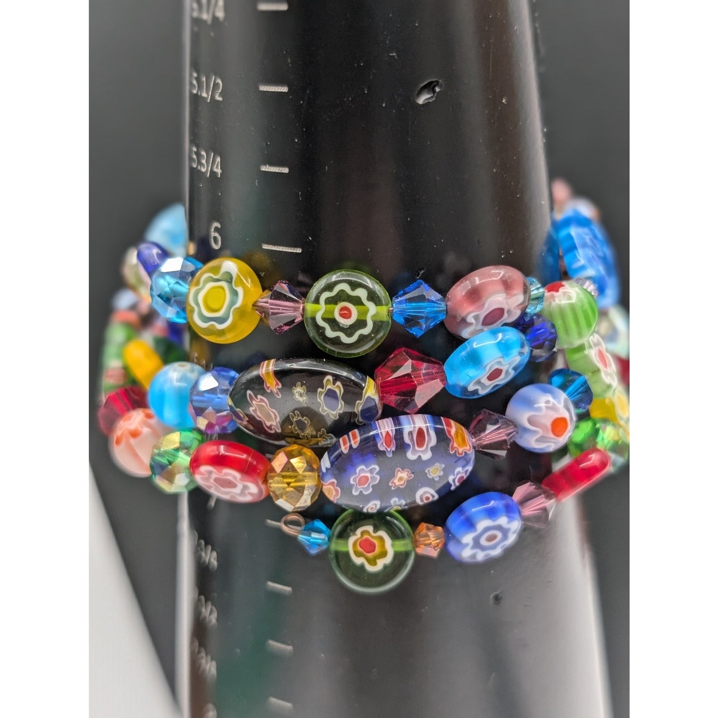 Millefiori Glass Bead Wire Wrap Bracelet