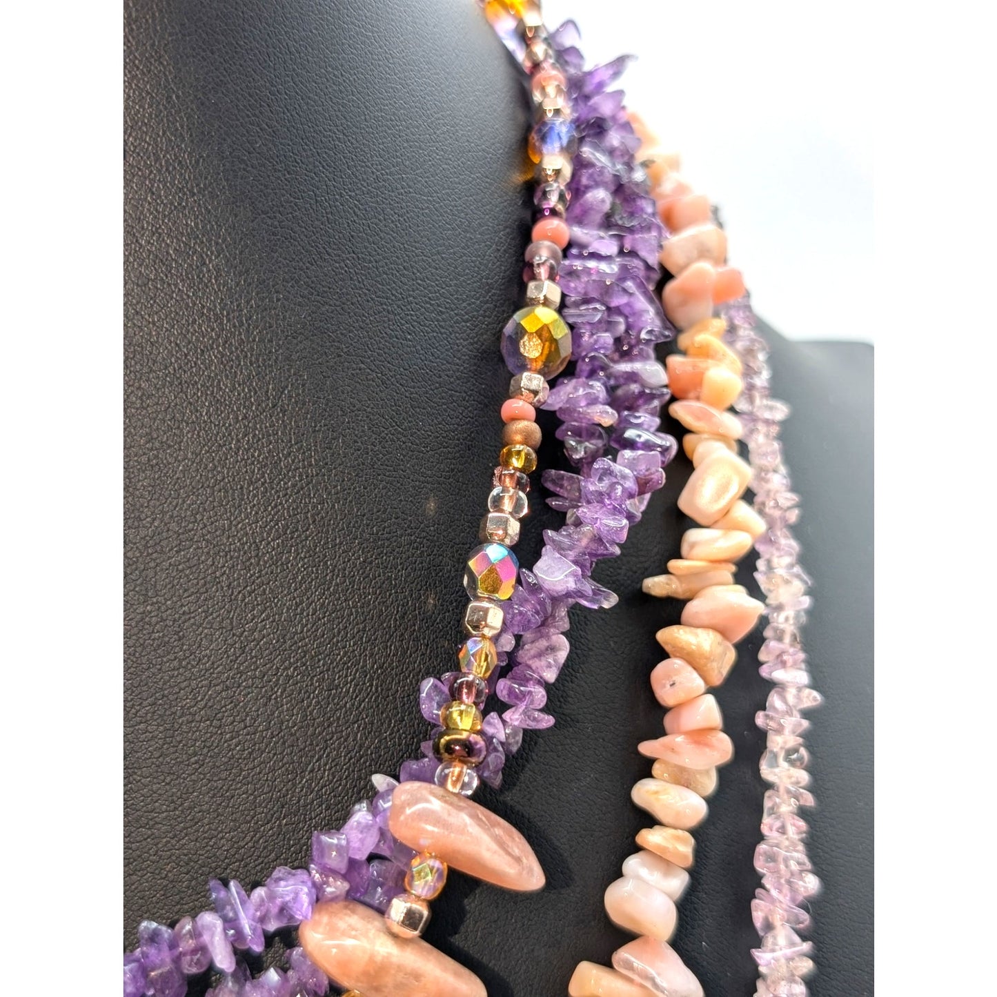 Lot of Four Stone Chip & Crystal Bead Necklaces