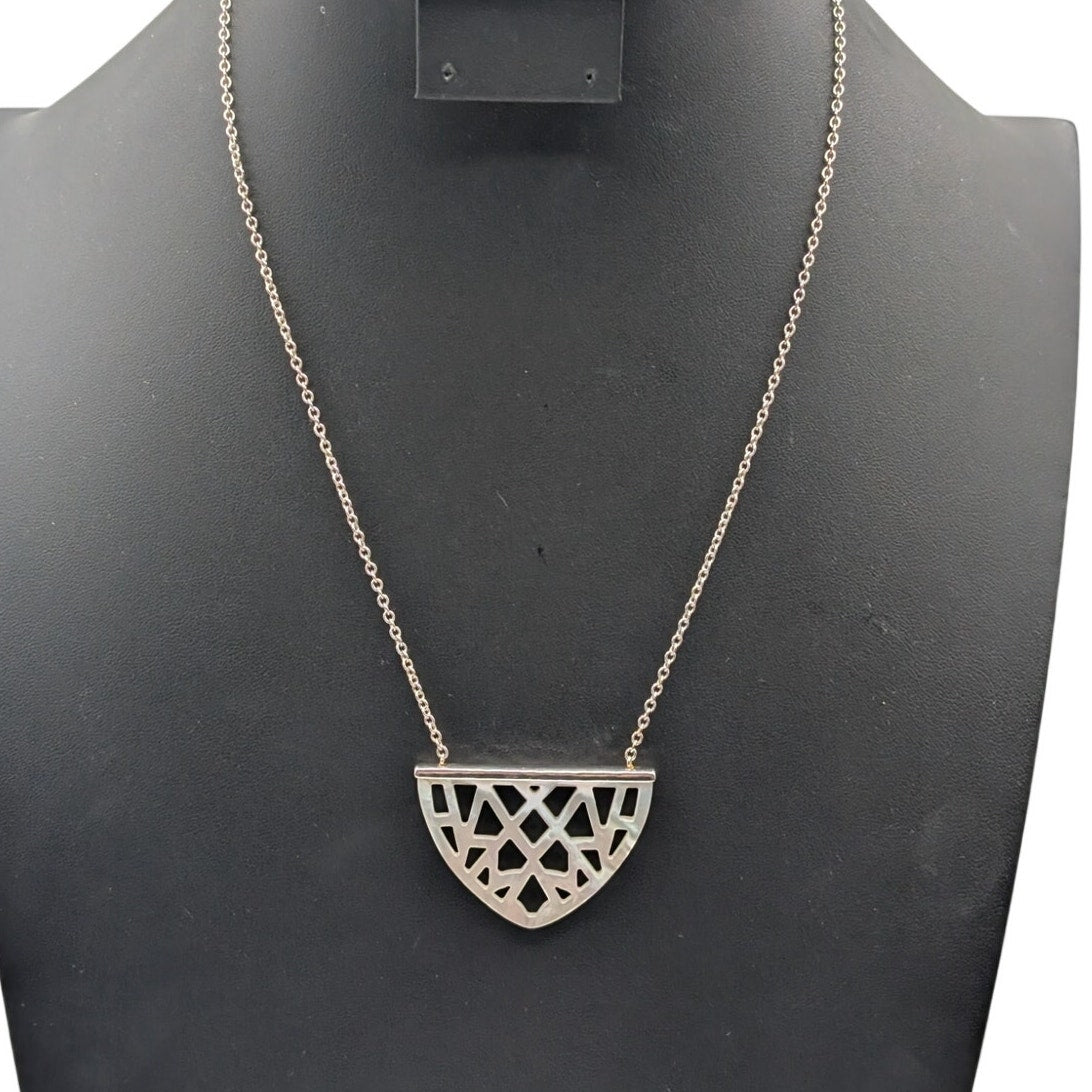 SILPADA Gleamcatcher 925 Sterling Silver Hand Carved Mother of Pearl Necklace