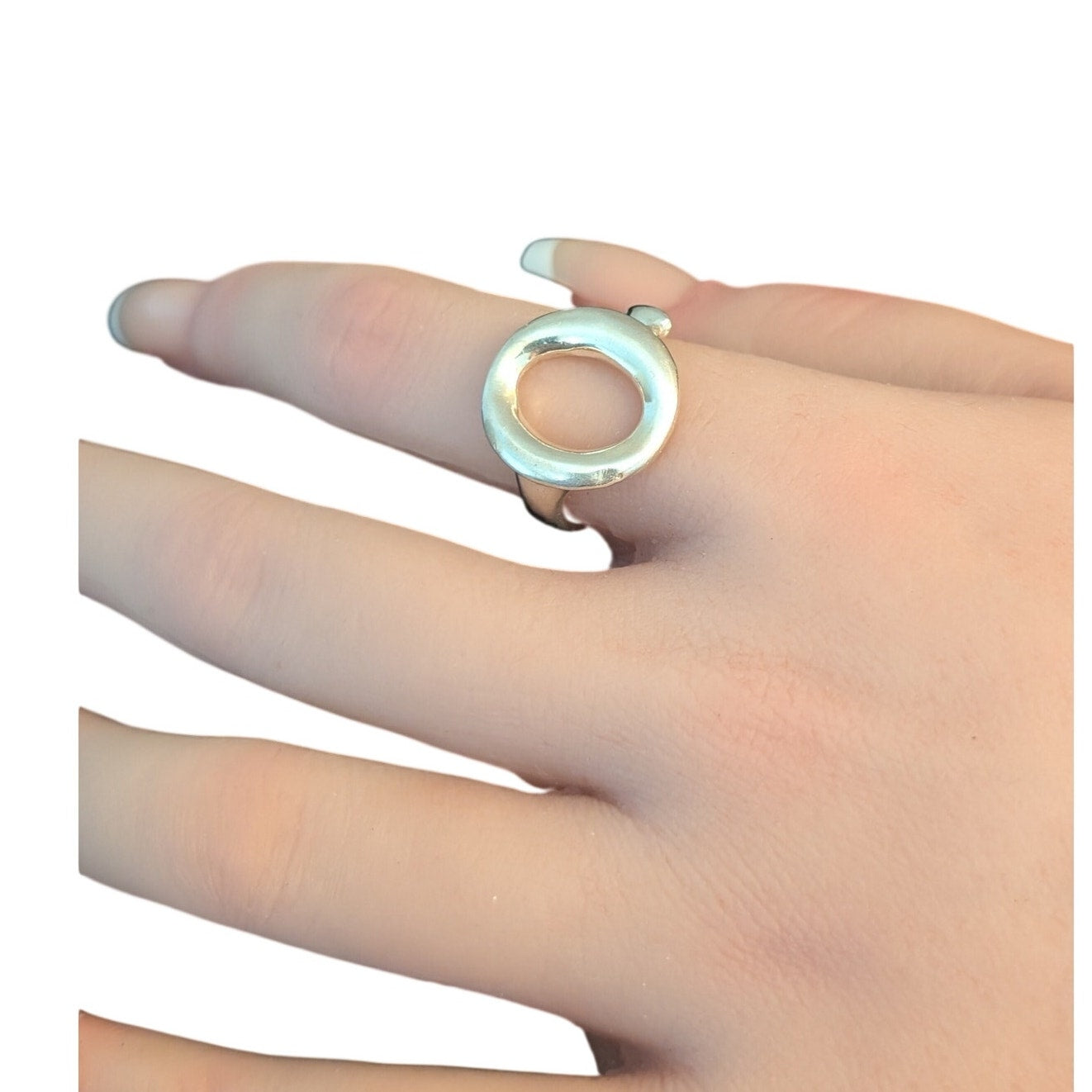 925 Sterling Ring Chunky 'O' Open Ended Swirl Adjustable Ring Now Size 5.75