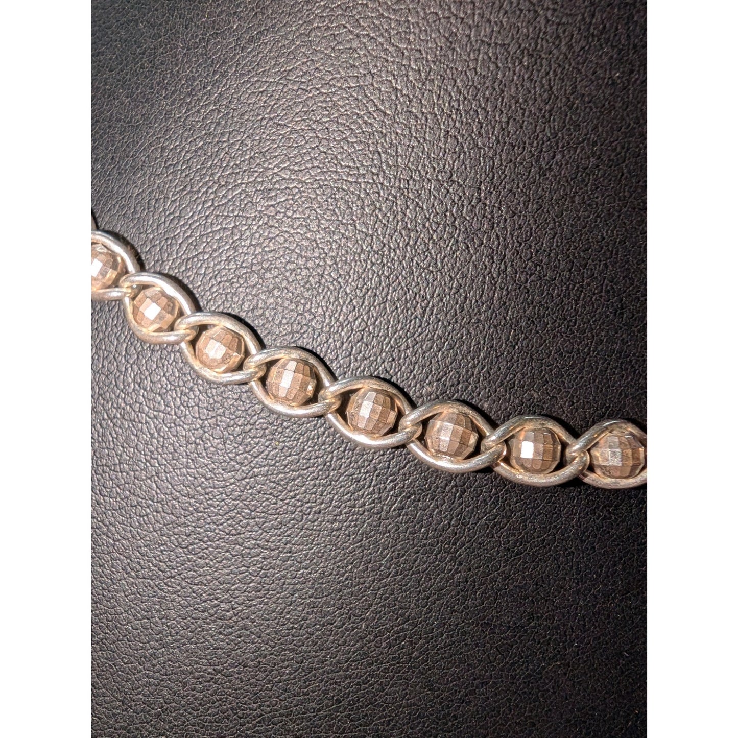 Vintage 925 Italy Sterling Silver Disco Ball Chain Link 15" Necklace 14.97g