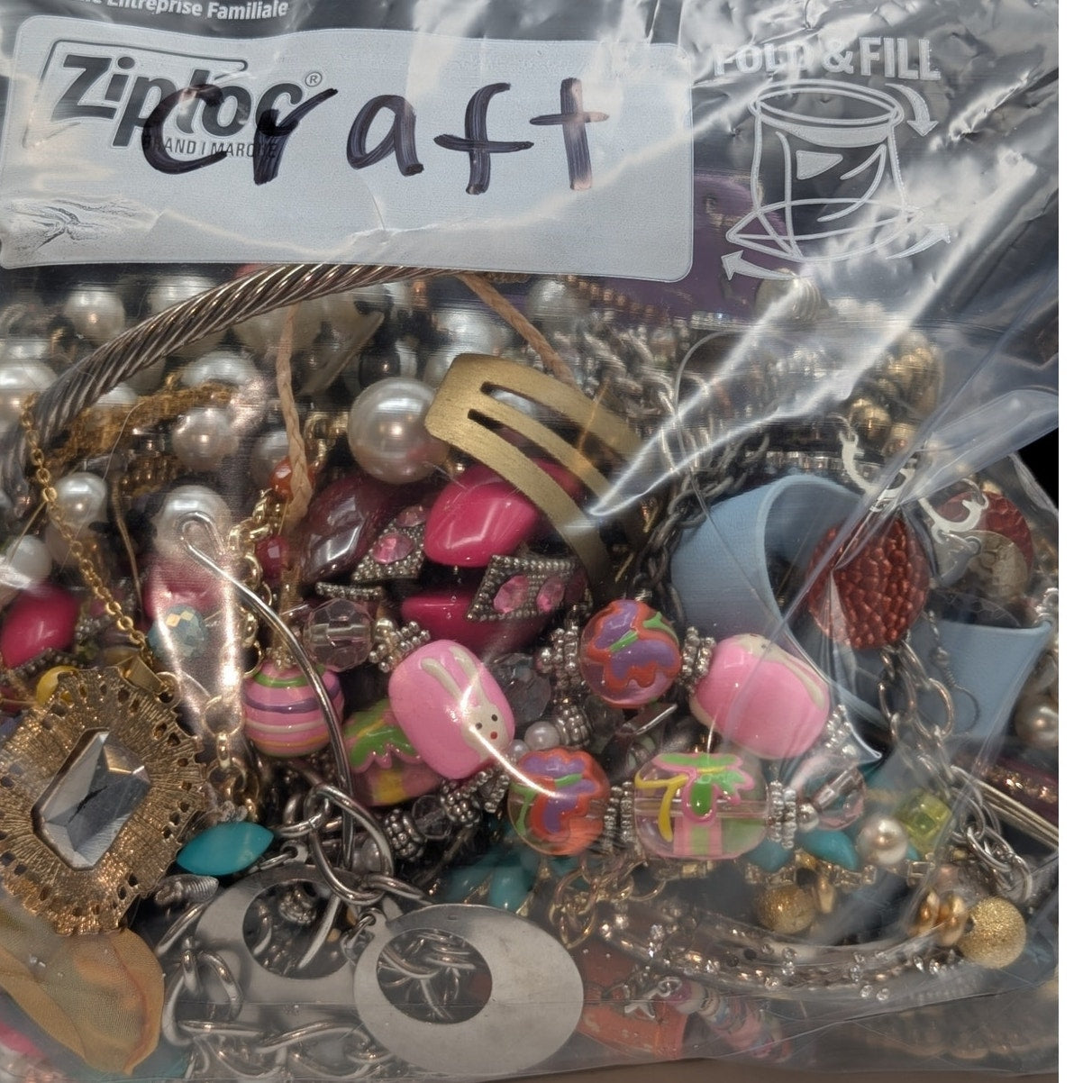 Jewelry Lot Eileen Repurpose Bag Over 4 Pounds Beads & Possible Wearable Pieces