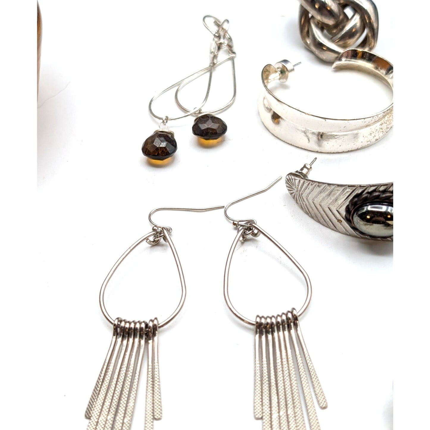 Lot of Ten Pair Silver Tone Pierced Earrings