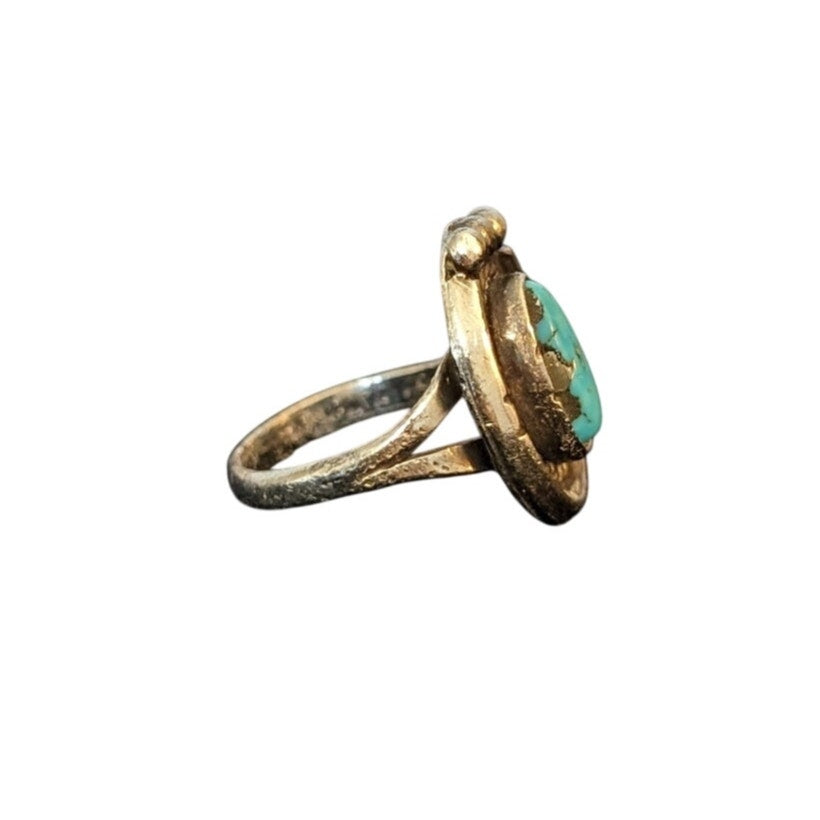 Vintage Turquoise Ring Navajo Sterling Silver Southwestern Ring Size 4
