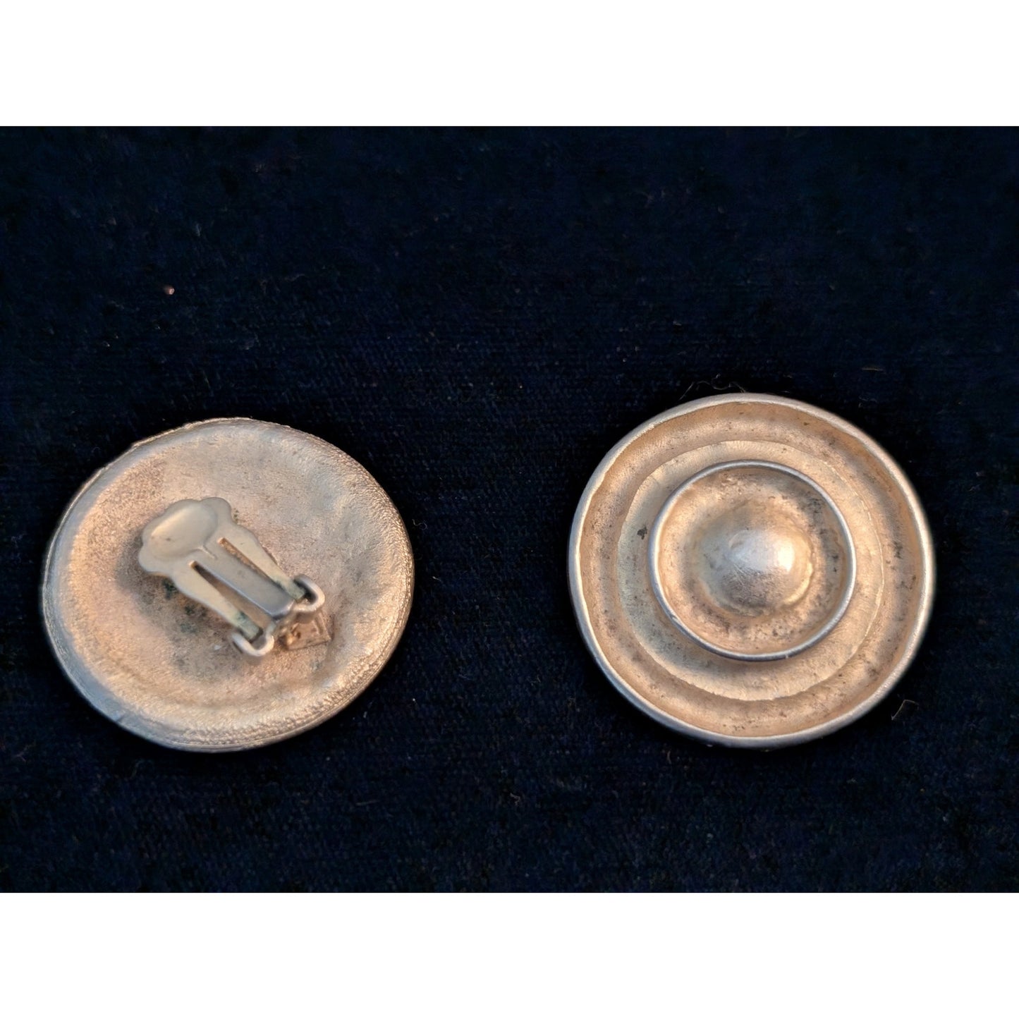 Vintage Brushed Gold Tone Round Clip On Earrings