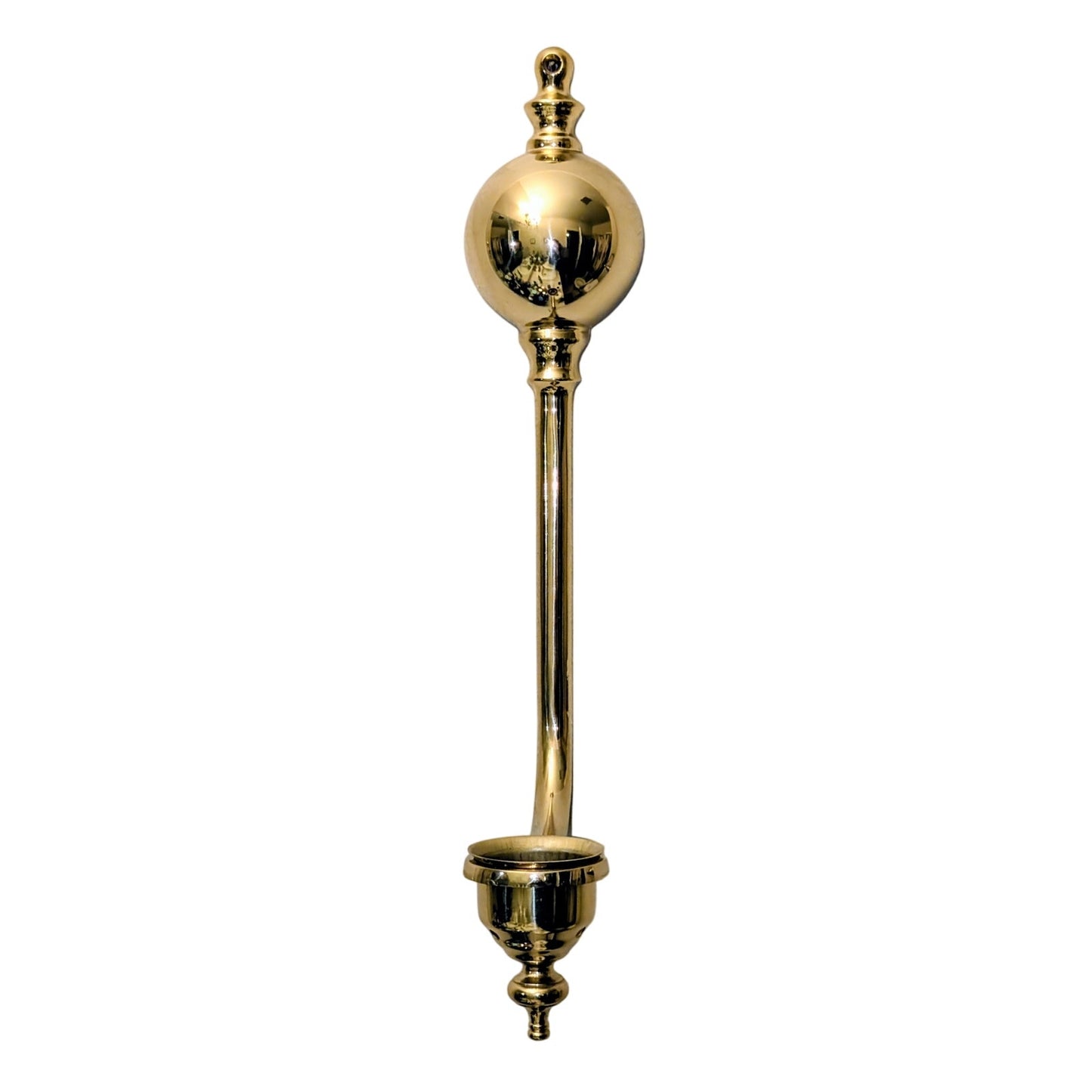 Vintage Solid Brass Candle Holder 13" Wall Sconce (No glass)