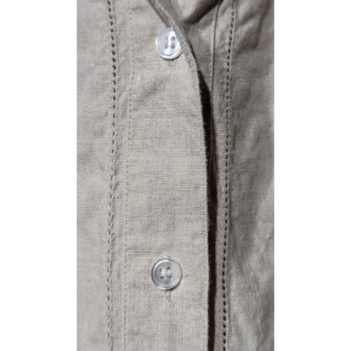 Westbound Ecru Eyelet Trim Button Up 100% Linen Long Sleeve Shirt Womens Sz L