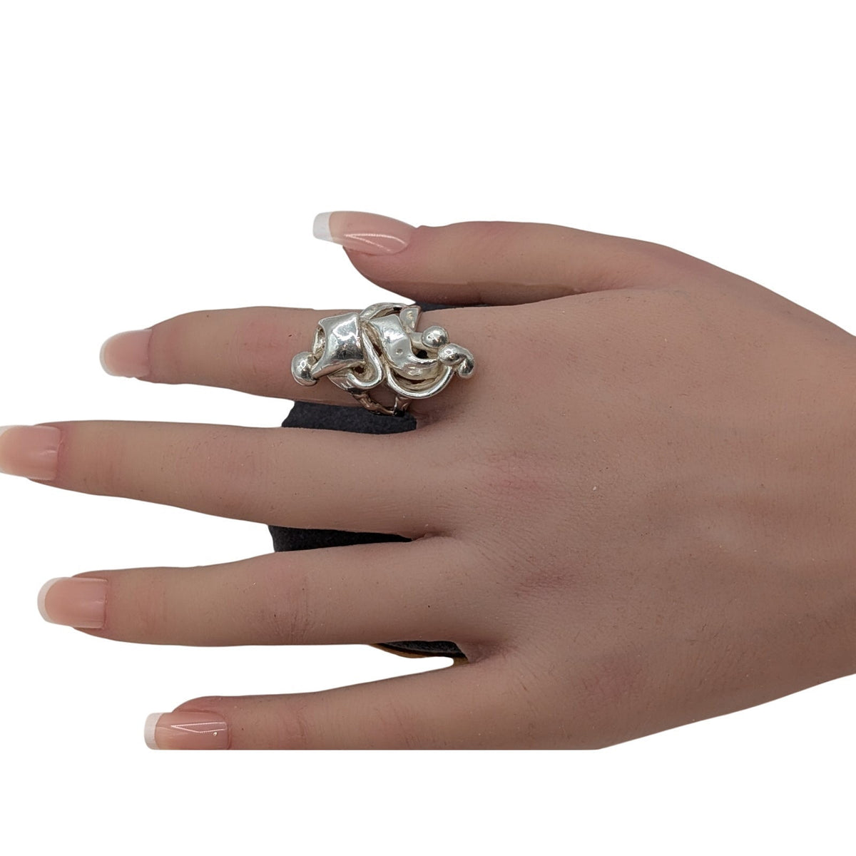 Sterling Silver Modernist Abstract Sculptural Organic Statement Ring Sz 6.75