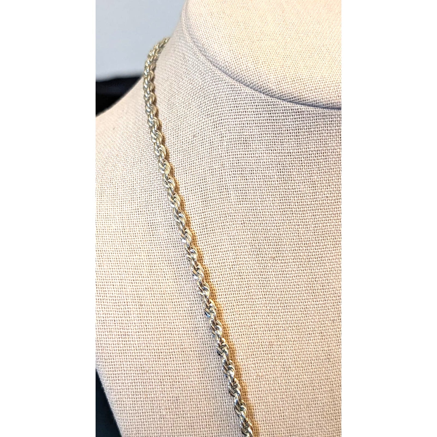 Vintage Marked Sterling 925 Rope Chain 24" Necklace