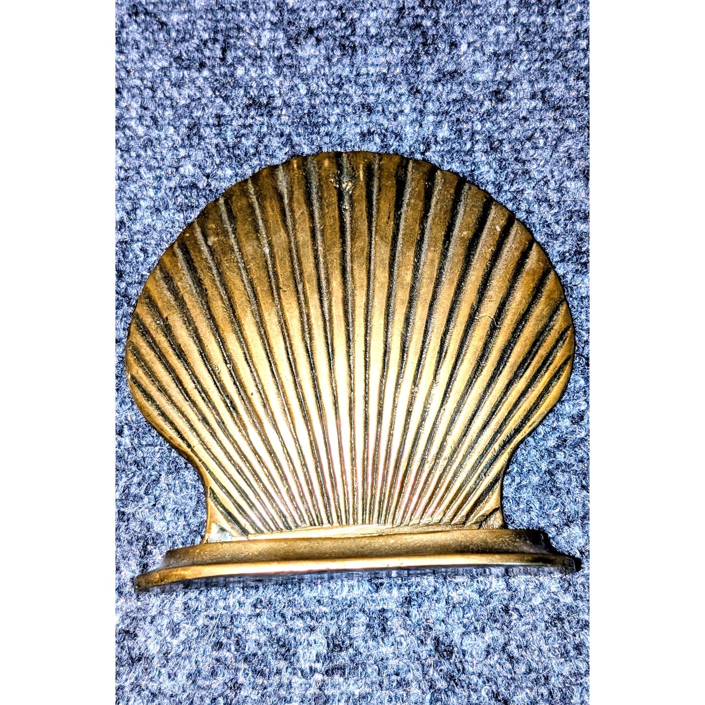 Vintage 1960s Seiden International Solid Brass Scallop Shell Bookend Doorstop