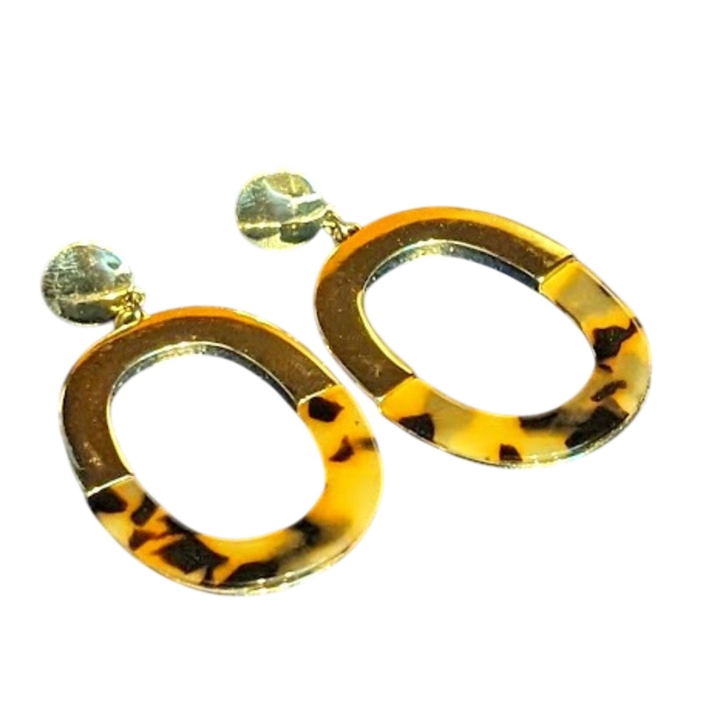 Loft Gold Tone and Tortoise Shell Oval Dangle Post Earrings