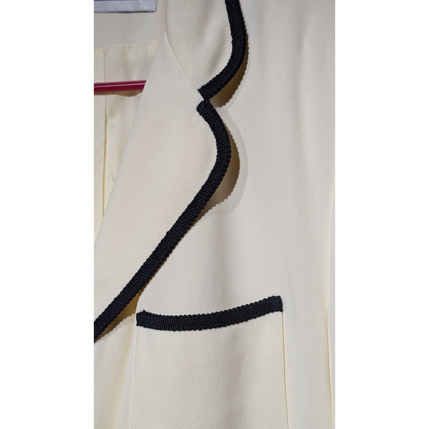 Valerie Stevens Cream Black Trim Lightweight Lined Blazer Womens Sz 8
