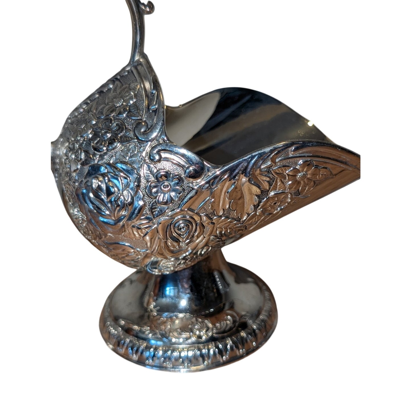 Vintage Victorian Repousse Silver Plated Sugar Scuttle With Scoop