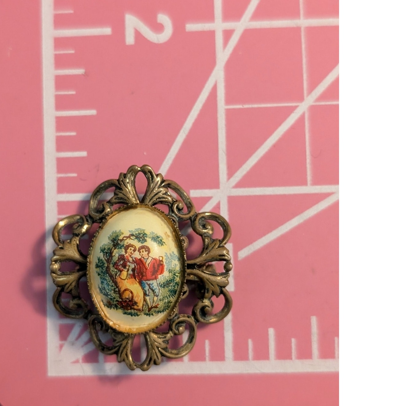 Vintage Courtship Antiqued Gold Tone Brooch