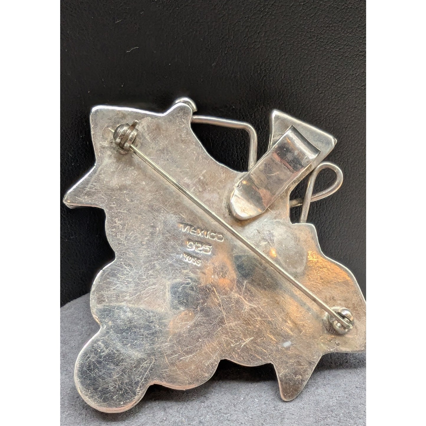 Vintage Taxco Mexico 925 Sterling Silver Chunky Figural Bunch of Grapes Brooch